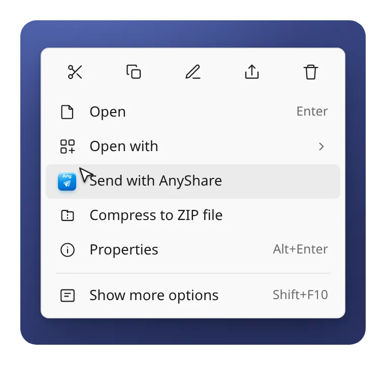 Send with AnyShare in the Windows right-click menu