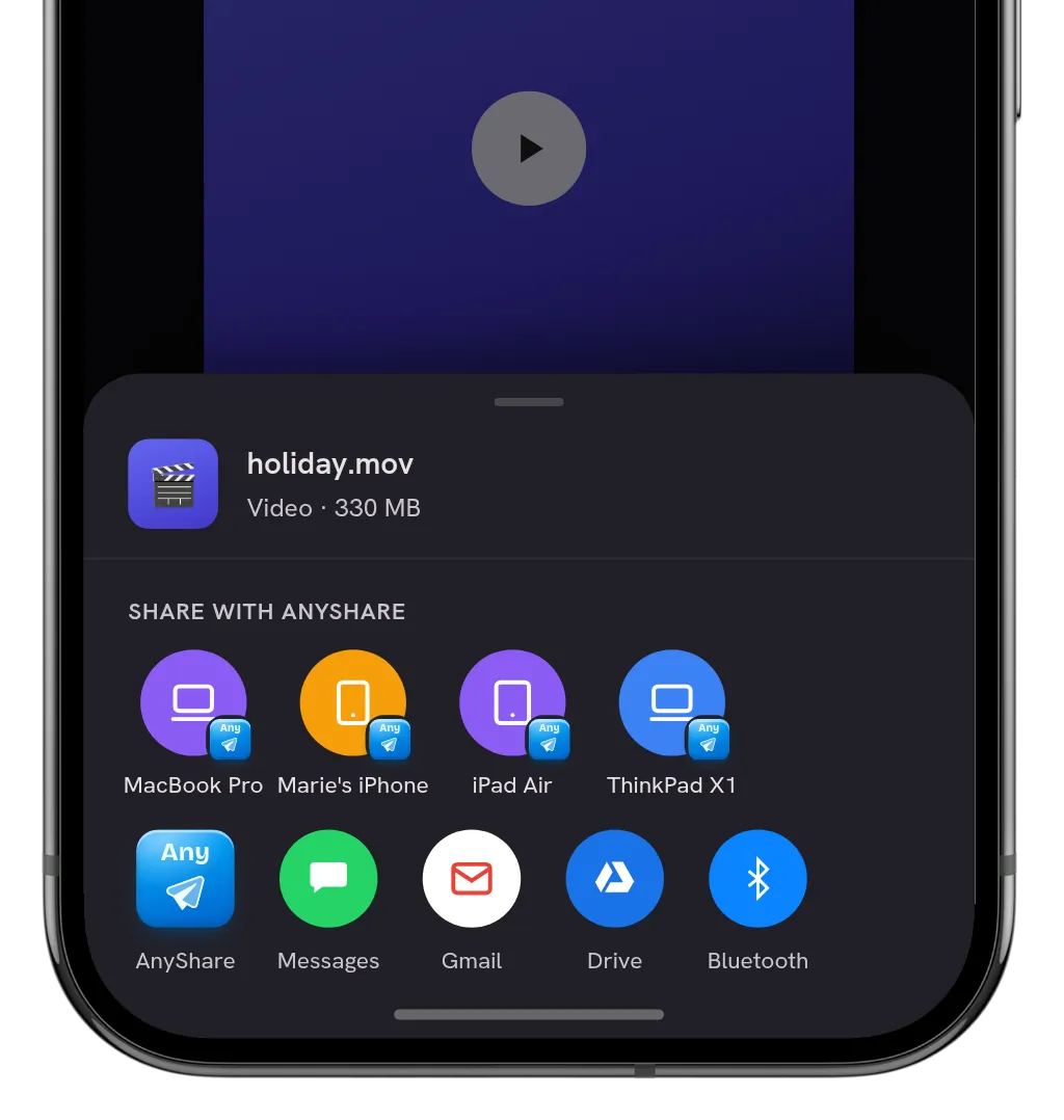 AnyShare in the Android share sheet