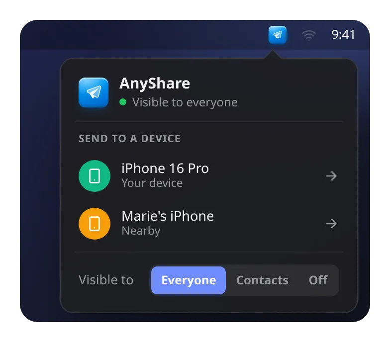 AnyShare in the system tray